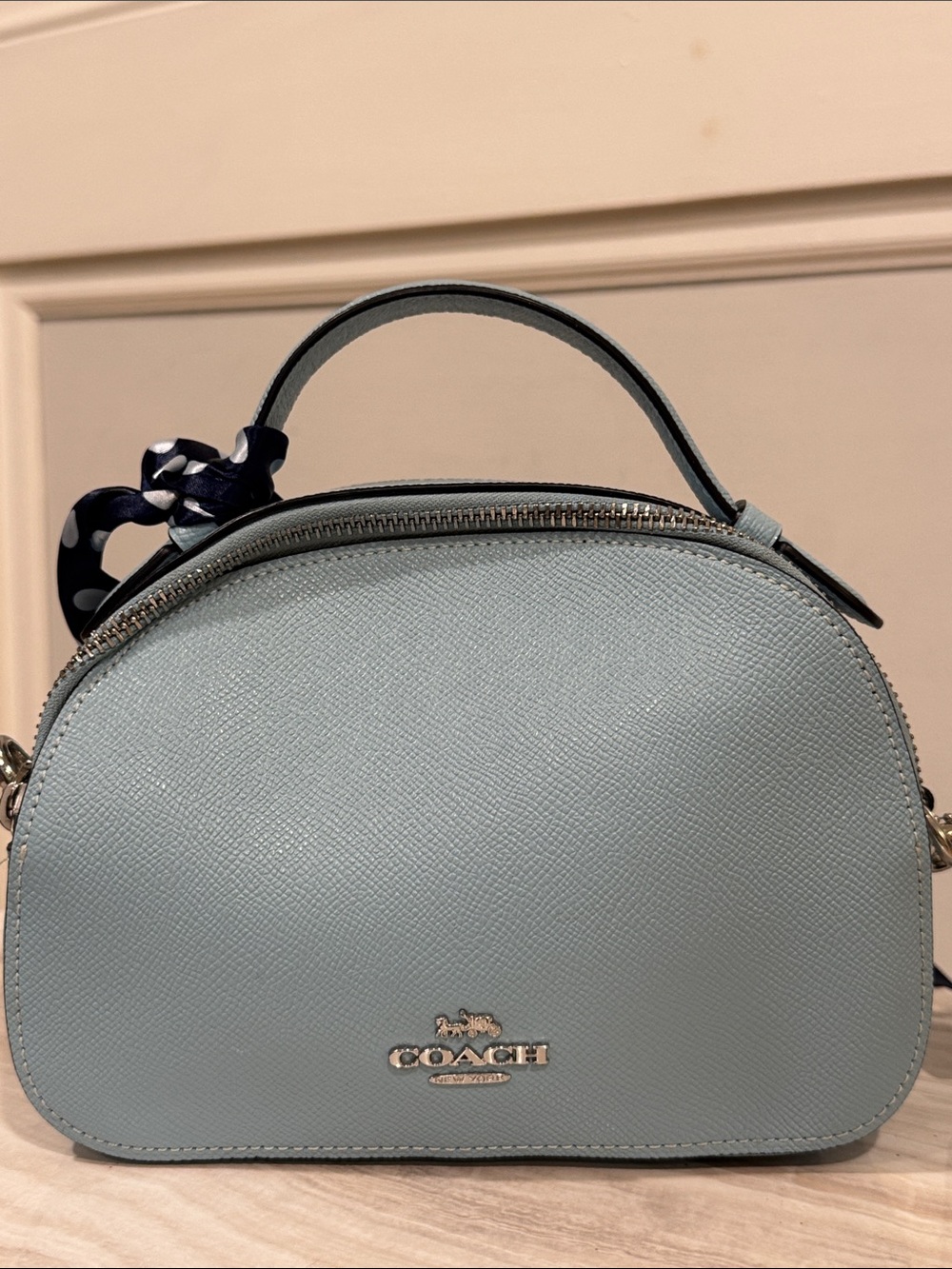 Coach Bag Mini Serena Crossbody Light Blue Leather Satchel - Picture 4 of 17